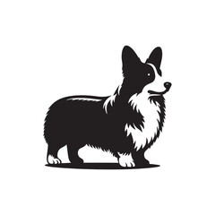 Cardigan Welsh Corgi Silhouette - Cardigan Welsh Corgi Vector - Illustration of Cardigan Welsh Corgi.