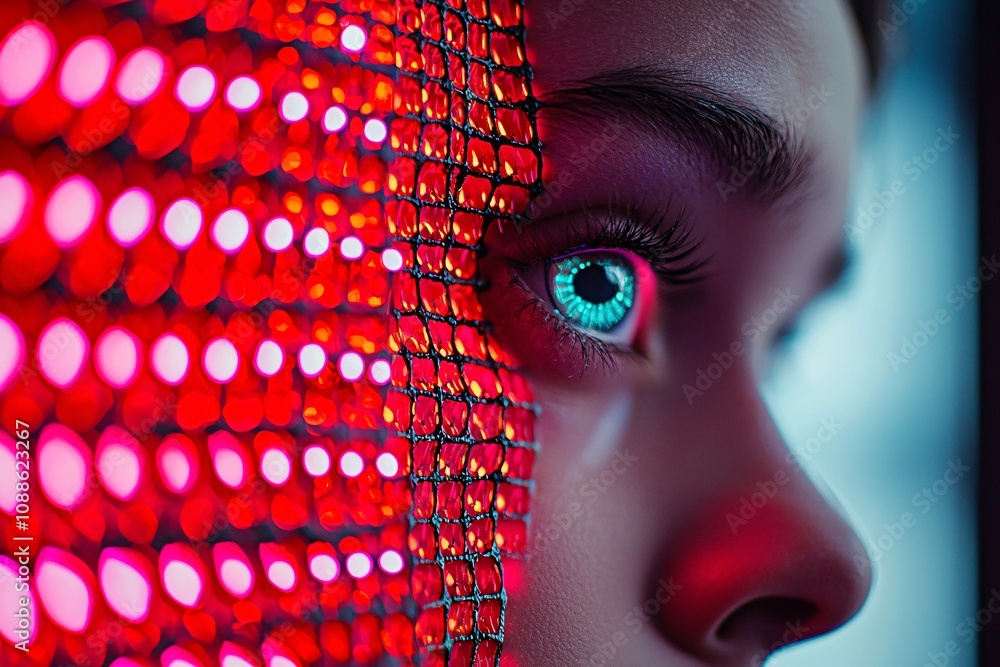 Poster a symbolic image showing a firewall protecting a user s profile picture, representing technological 