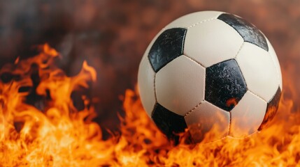 Fototapeta premium Fiery Soccer Ball Sports Competition Intense Action Burning Passion