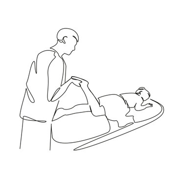 recommend clip art: One continuous single drawing line art flat doodle massage therapist massages, manual therapy, woman on massage, doctor, muscles. Isolated image hand draw contour on a white background, hand drawn, no