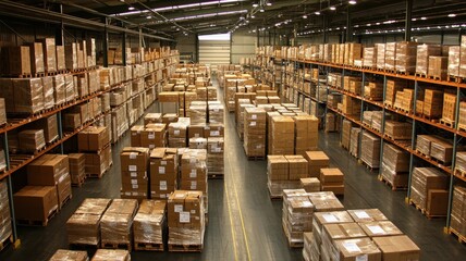 Warehouse and Inventory management concept. Transparent warehouse operations enhanced with data overlays in a modern setting.