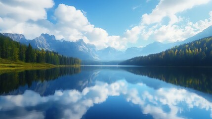 Fototapeta premium Serene Mountain Lake Reflection