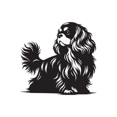 Minimalist Cavalier King Charles Spaniel Silhouette - Cavalier King Charles Spaniel Vector - Dog Illustration.