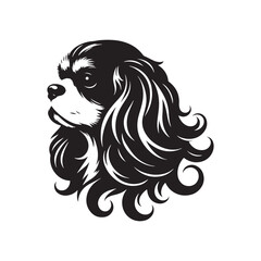 Minimalist Cavalier King Charles Spaniel Silhouette - Cavalier King Charles Spaniel Vector - Dog Illustration.