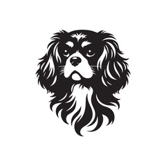 Minimalist Cavalier King Charles Spaniel Silhouette - Cavalier King Charles Spaniel Vector - Dog Illustration.