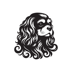 Fototapeta premium Minimalist Cavalier King Charles Spaniel Silhouette - Cavalier King Charles Spaniel Vector - Dog Illustration.