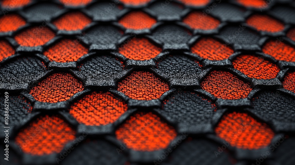 Poster abstract hexagon pattern black orange 3d texture background