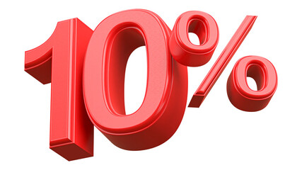 10 Percent Off Discount Red Number 3D Render