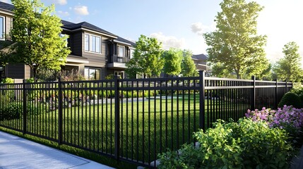 Modern Black Aluminum Fence with Sleek Lines