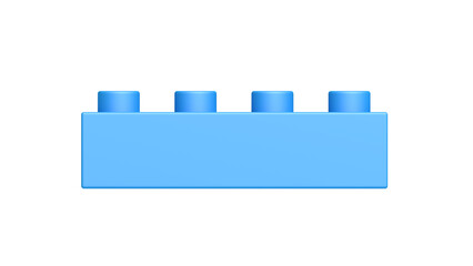 Blue plastic toy block. Brick. Isolated. 3d illustration.