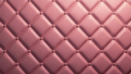 Quilted pink leather texture with stitched diamond pattern background