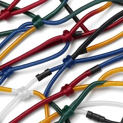 Set of tools products differents solid color Bungee Cords transparent or white background image 