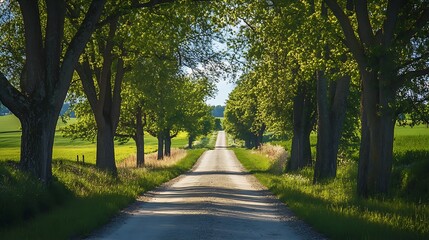 Obraz premium Country Road Tree Lined Summer