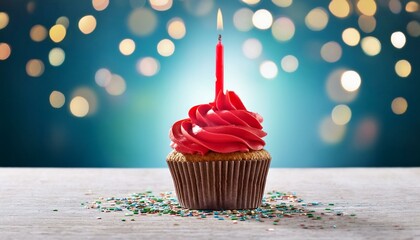 birthday cupcake with red candle