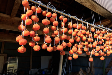 軒先に吊るされた干し柿