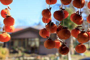 軒先に吊るされた干し柿