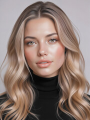 Fototapeta premium Beautiful Young Woman with Wavy Blonde Hair