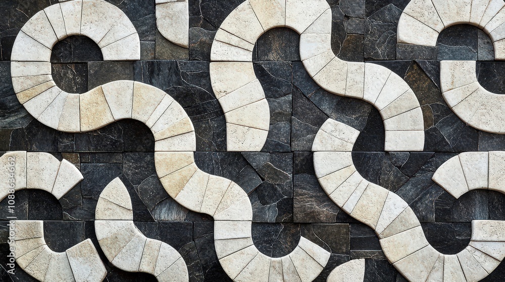 Poster tessellation patterns are created by repeating shapes that fit together perfectly without gaps.