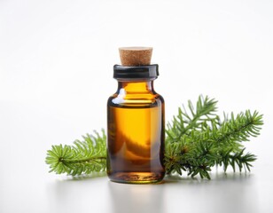 herbal tincture in a small bottle on white background