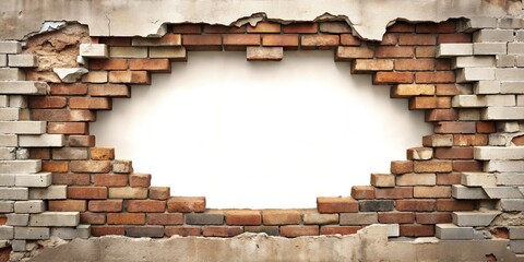 Detailed Grunge Brick Wall Frame Border - Stylish Background for Graphic Design, Posters Backdrops, and Creative Project with Copy space, Isolated on a White Background