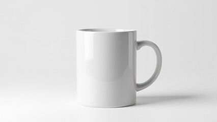 Fototapeta premium A photorealistic ceramic mug mockup showcasing a clean white mug on a minimalistic background.