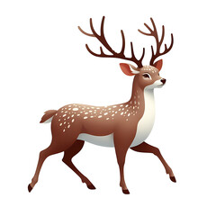 Obraz premium Beautiful Christmas big horns Deer cartoon walking