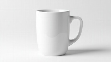 Fototapeta premium A premium coffee mug mockup with a smooth glossy finish, displayed on a clean white backdrop.