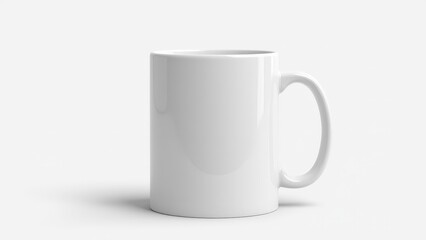 Obraz premium A professional clean white mug mockup featuring a glossy surface, perfect for showcasing logos.