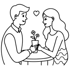 romantic date of coupl