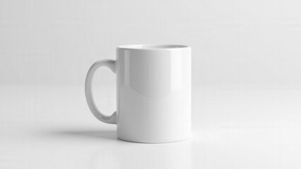 Fototapeta premium A photorealistic minimalistic mug mockup featuring a glossy ceramic mug, ideal for custom designs.