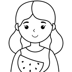 Obraz premium adorable girl kid with watermelon outline