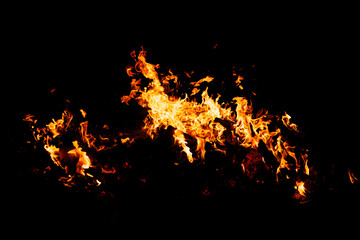 Flames with black background for graphic design.