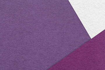 Fototapeta premium Texture of craft violet color paper background with white and purple border. Vintage abstract lavender cardboard.