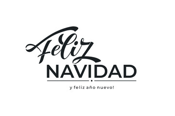Feliz Navidad spanish Merry Christmas Modern calligraphy lettering on sticker for season greetings. Vector background