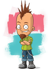 Cartoon Punk with Mohawk Hairstyle