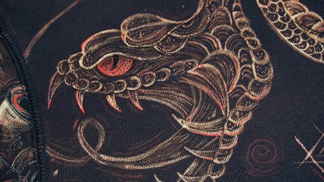 year of the snake 2025 painting clothes with acrylic paints and bleach on fabric using a tattoo machine