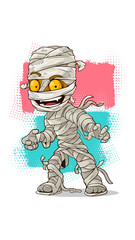 Cartoon Scary Mummy with Yellow Eyes