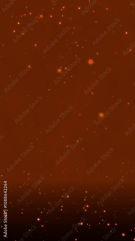 Poster golden bokeh particles floating in the air and falling to the floor on a dark background, vertical c
