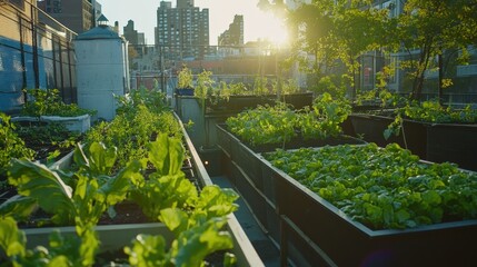Obraz premium With the rise of urbanization, urban farming offers a solution to food insecurity and the environmental impacts of industrial agriculture.