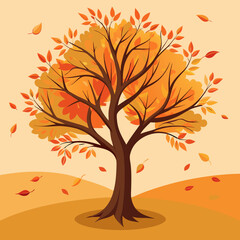 Autumn Tree with Fallen Leaves