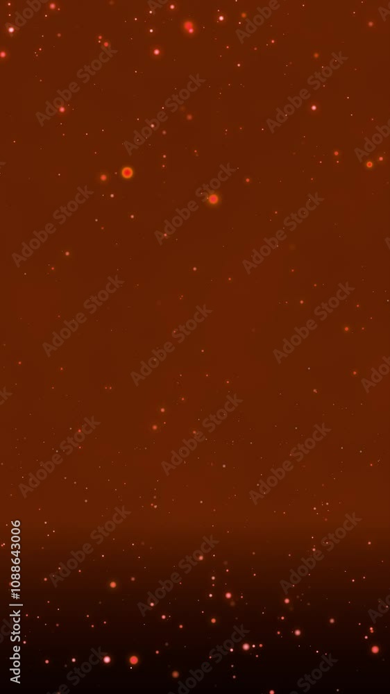 Poster golden bokeh particles floating in the air and falling to the floor on a dark background, vertical c