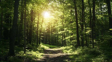 Obraz premium Sunlit Forest Path