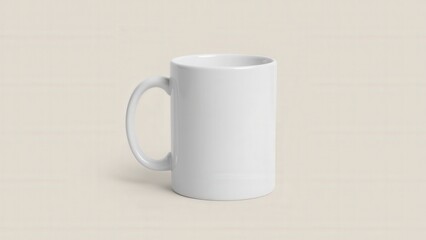 Obraz premium A professional white mug mockup with a clean surface and handle facing right, perfect for branding.