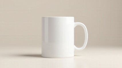 Fototapeta premium A modern plain mug mockup featuring a simple ceramic mug with a handle on the right side.