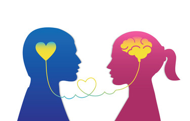Man and woman icon. Silhouette of heart or brain