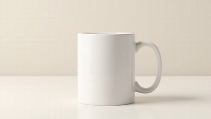 Obraz premium A premium sleek mug mockup featuring a ceramic mug with the handle facing right, ideal for custom logos.