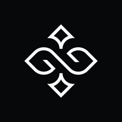 This monogram design is a decorative letter N logo in white color that looks elegant and classy on a black background