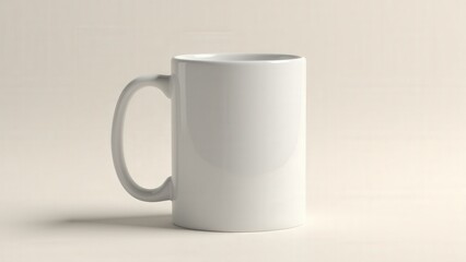 Obraz premium A sleek mug for designs mockup featuring a ceramic mug with a blank surface for custom logos or text.