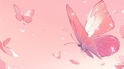 Romantic Pink Butterfly Wallpaper: Dreamy, Cute, and Serene Design with Heart-Shaped Wings for a Calm, Aesthetic Mobile Background