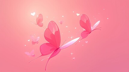 Romantic Pink Butterfly Wallpaper: Dreamy, Cute, and Serene Design with Heart-Shaped Wings for a Calm, Aesthetic Mobile Background